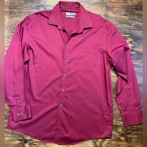 Joseph Abboud Red L/S Dress Shirt w/Subtle Color On Color Stripe. Size 17, 34/35